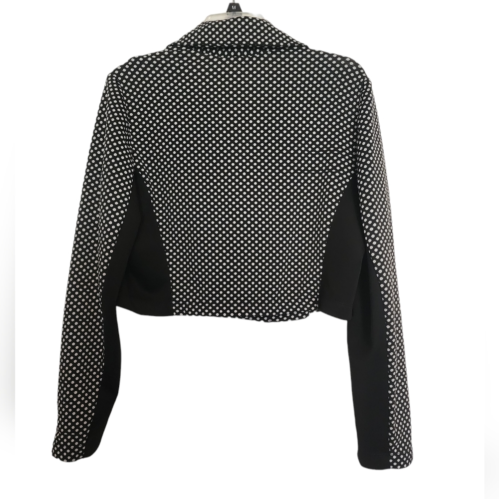 Chico's black white polka dot cropped blazer jacket SZ Large - Picture 2 of 6
